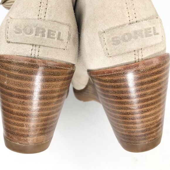 Sorel AFTER HOURS Lace Up Wedge Heel Casual Ankle Bootie Sandal in Oatmeal - Picture 12 of 16